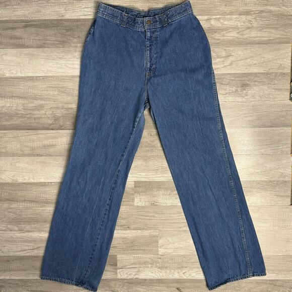 30” Waist Vintage 70s Levi’s Wide Leg Jeans High Rise Flare Talon USA - Picture 4 of 10
